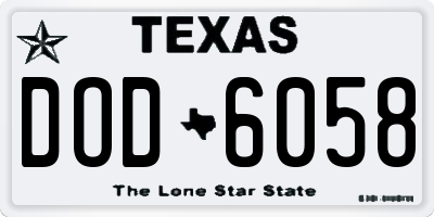 TX license plate DOD6058