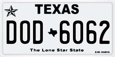 TX license plate DOD6062