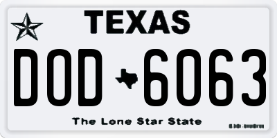 TX license plate DOD6063