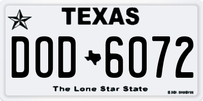 TX license plate DOD6072