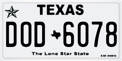 TX license plate DOD6078
