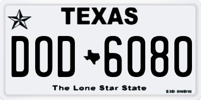 TX license plate DOD6080