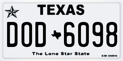 TX license plate DOD6098
