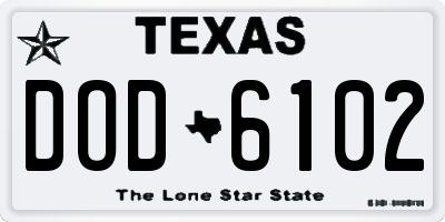 TX license plate DOD6102