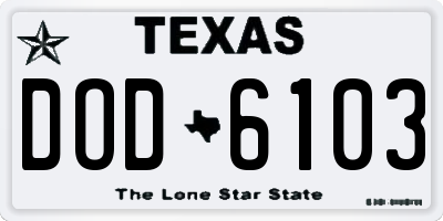 TX license plate DOD6103