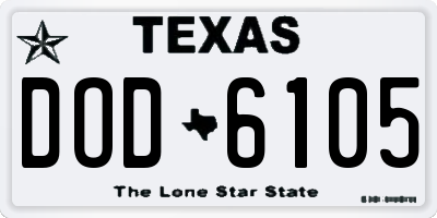 TX license plate DOD6105