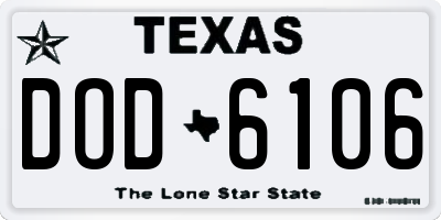 TX license plate DOD6106