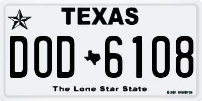 TX license plate DOD6108