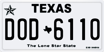 TX license plate DOD6110