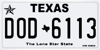 TX license plate DOD6113
