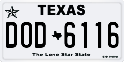 TX license plate DOD6116