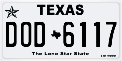 TX license plate DOD6117