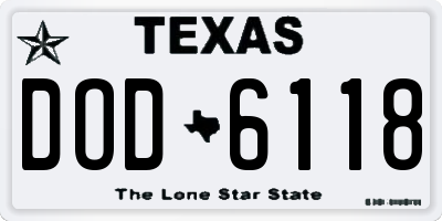 TX license plate DOD6118