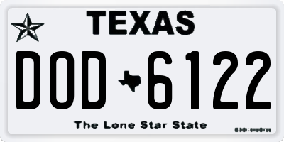 TX license plate DOD6122