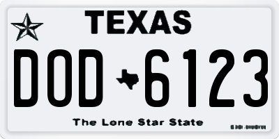 TX license plate DOD6123