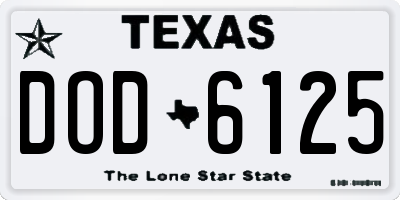 TX license plate DOD6125
