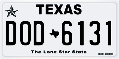TX license plate DOD6131