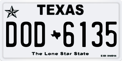 TX license plate DOD6135