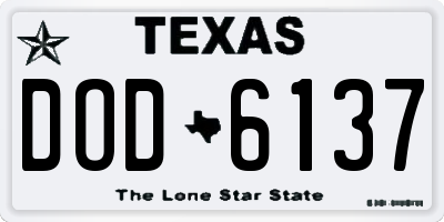 TX license plate DOD6137