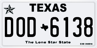 TX license plate DOD6138
