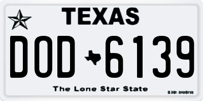 TX license plate DOD6139