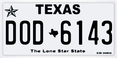 TX license plate DOD6143