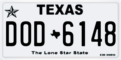 TX license plate DOD6148