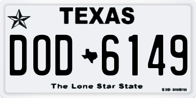 TX license plate DOD6149