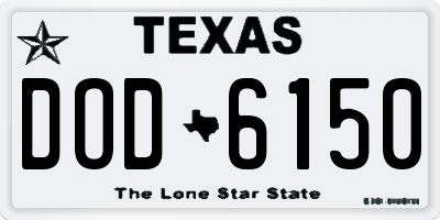 TX license plate DOD6150