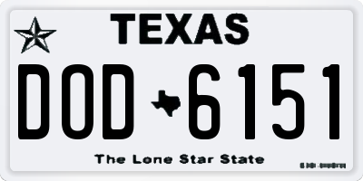 TX license plate DOD6151
