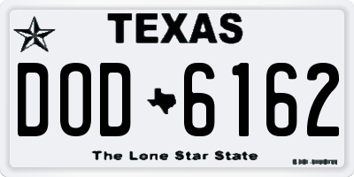 TX license plate DOD6162