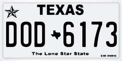 TX license plate DOD6173
