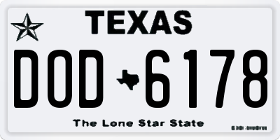TX license plate DOD6178