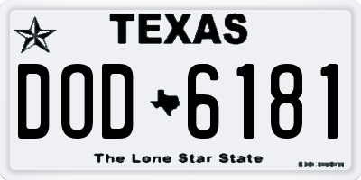 TX license plate DOD6181