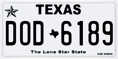 TX license plate DOD6189