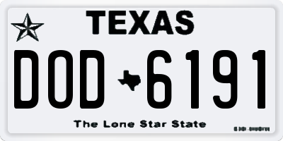 TX license plate DOD6191