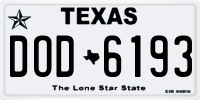 TX license plate DOD6193