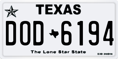 TX license plate DOD6194