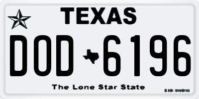 TX license plate DOD6196