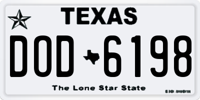 TX license plate DOD6198