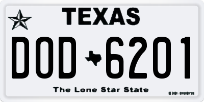 TX license plate DOD6201