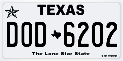 TX license plate DOD6202
