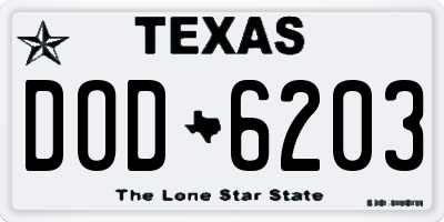TX license plate DOD6203