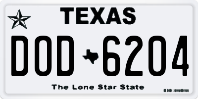 TX license plate DOD6204