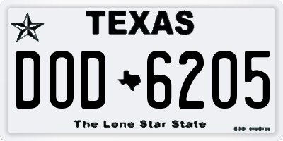TX license plate DOD6205