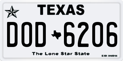 TX license plate DOD6206