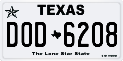 TX license plate DOD6208