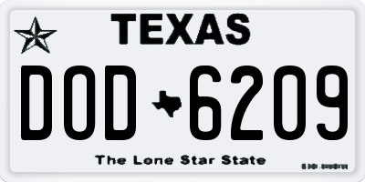 TX license plate DOD6209