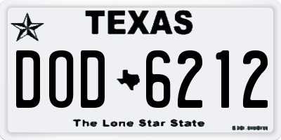 TX license plate DOD6212