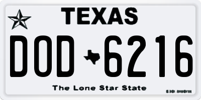 TX license plate DOD6216